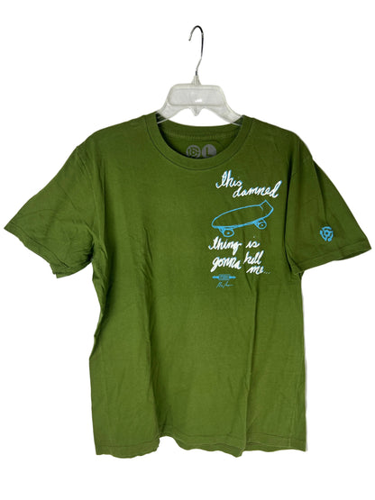 Stereo Chris Pastras Signature This Damned Thing is Gonna Kill Me Olive Blue White Size L S/s Vintage Shirt