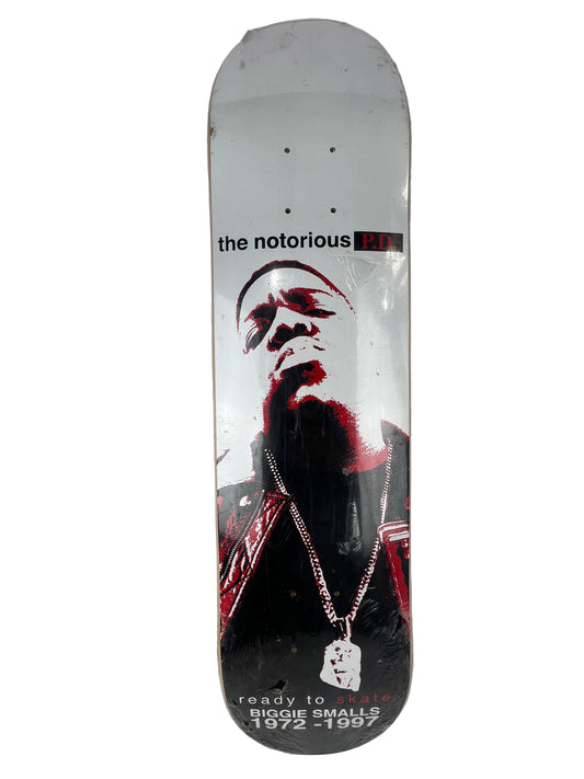 The Notorious P.D. Biggie Smalls Ready To Skate Graphic Black White Red Size 7.5" Vintage NOS Deck