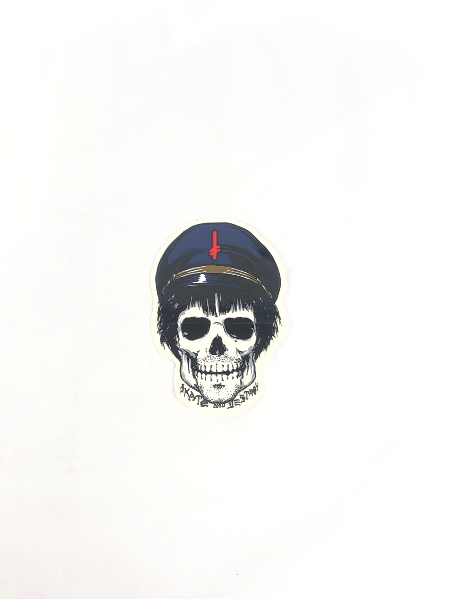 Deathwish Skateboards Jim Greco Skate And Destroy Skull Clear Blue Red 5.25" x 3.25" Sticker