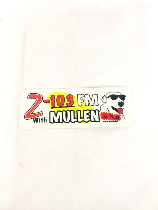 Almost Skateboards Rodney Mullen Z-103 FM The Mutt Clear Red Black 8" x 3" Vintage NOS Sticker