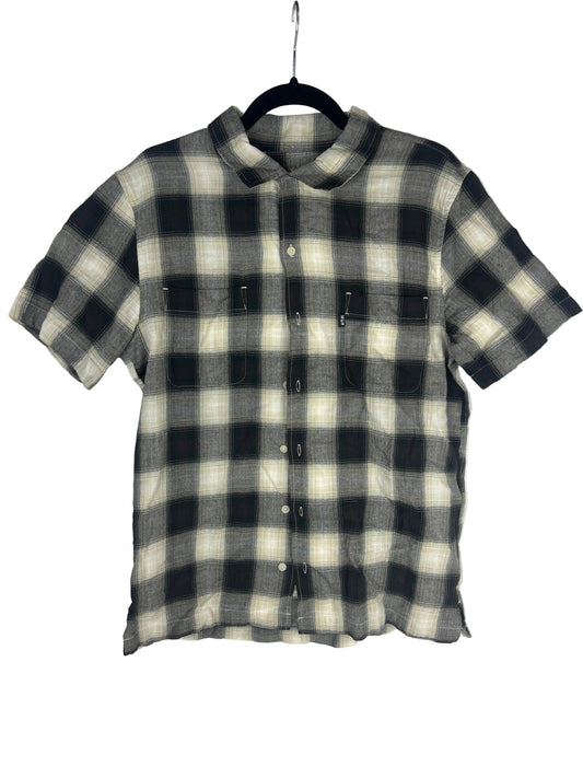 Huf HUF Plaid White Black Size S S/s Vintage Button Up Woven Shirt