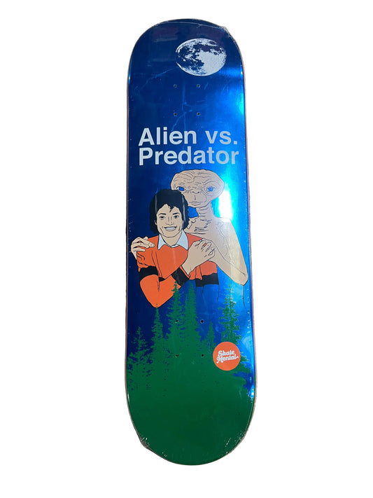 Skate Mental Donny Miller Alien Vs Predator Metallic Foil Blue Multi Size 8.25" Vintage NOS Deck