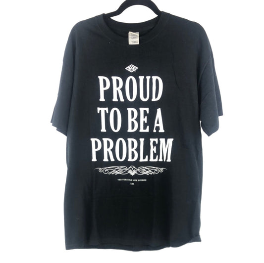 10th Division Proud To Be A Problem Chest logo Black White Size L S/s Shirt