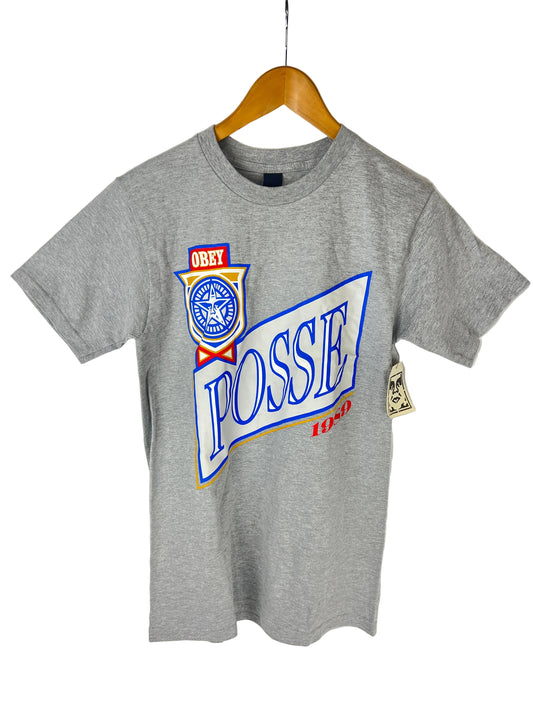 Obey Posse 1989 Ribbon Grey Blue Red Size S S/s Vintage Shirt