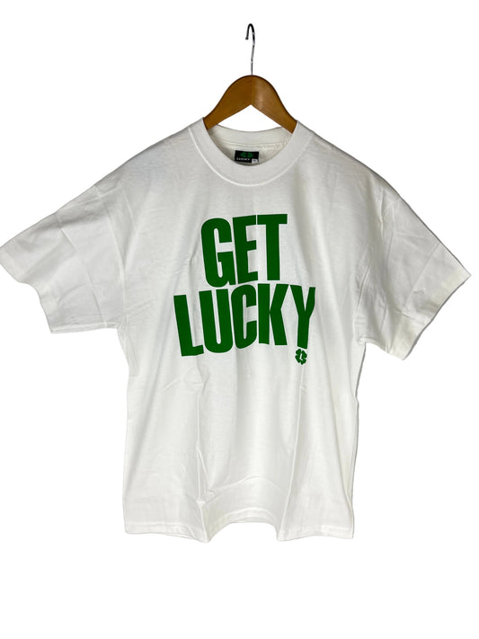Lucky Get Lucky Clover Logo White Green Size L S/s Vintage Shirt