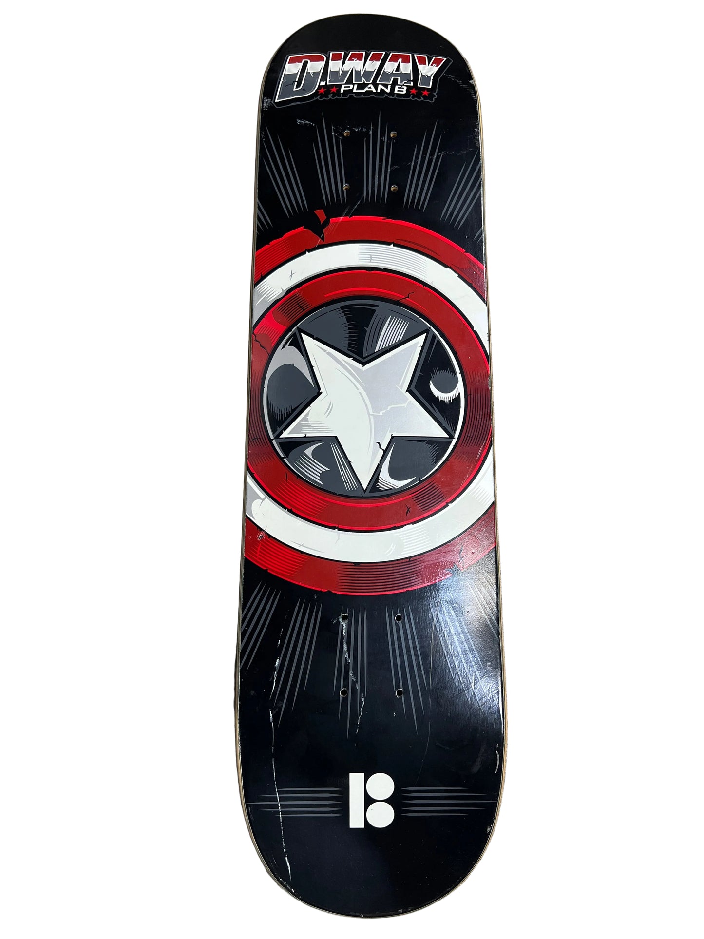 Plan B Danny Way Captain America Shield Red White Blue Black Size 7.9" Vintage NOS Deck