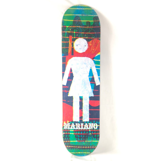 Girl Guy Mariano Girl Logo With Faces in Background Green/Blue/Red/Yellow Size 7.75 Skateboard Deck