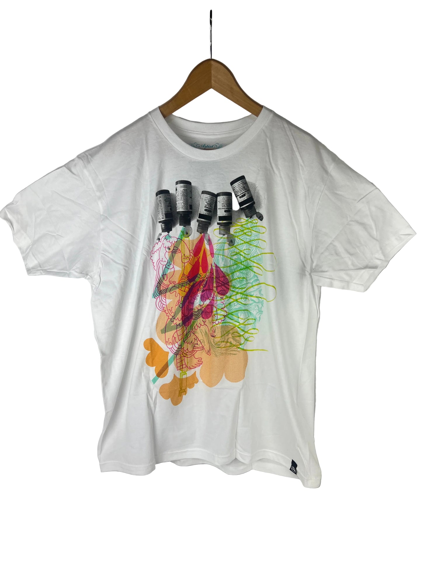 Adio X Mike Perry Artist Guest Series Paint White Multi Size XL S/s Vintage Shirt