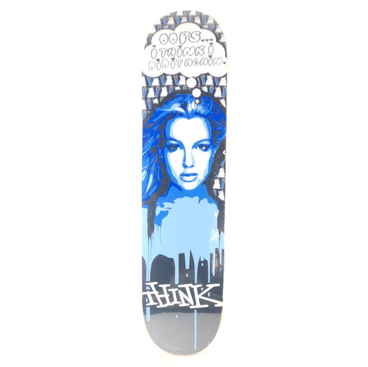 Think Britney Spears Jailbait Series Black White Blue Size 7.75" Skateboard Deck