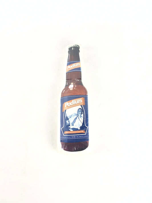 Podium Distribution Podium Beer White Brown Blue Bottle Shaped Shrink Wrap Size Small T-Shirt