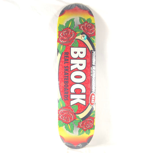 Real Justin Brock Floral Oval Black/Red/Orange/Yellow/Green Size 8.475 Skateboard Deck