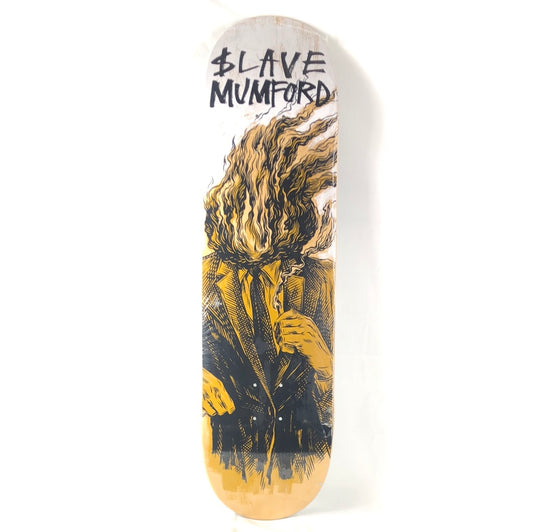 Slave Matt Mumford Man Holding A Match Graphic White/Tan/Black Size 8.5 Skateboard Deck