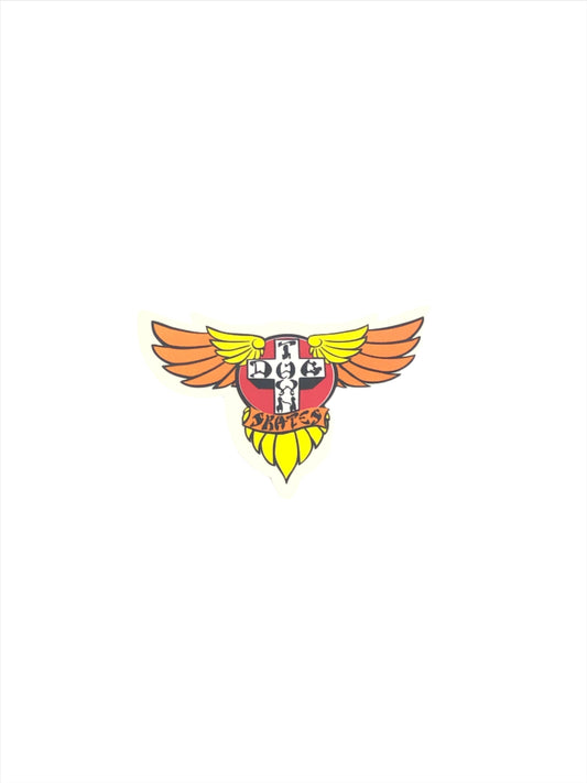 Dogtown Skates Cross Wings Clear Orange Red 2.5" X 1.5" Sticker