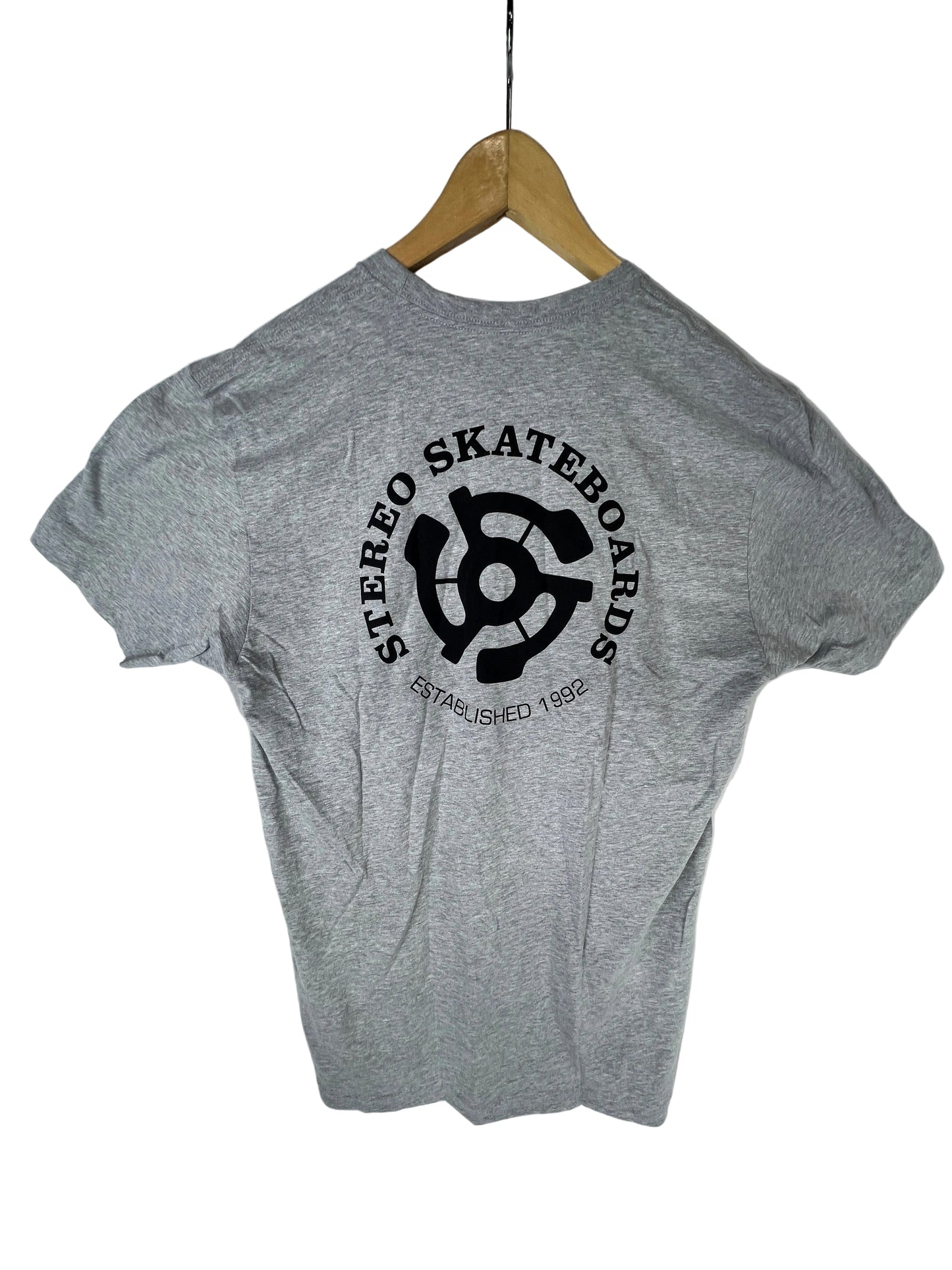 Stereo Skateboards Established 1992 Gears Logo Grey Black Size L S/s Vintage Shirt