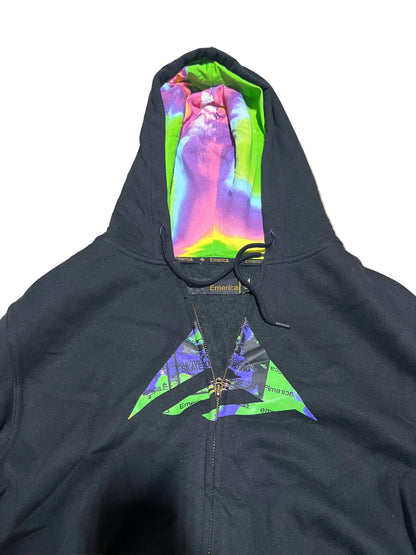 Emerica Emerica Skateboarding Black Purple Tye Dye Inside Hood Size M L/s Vintage Hooded Sweatshirt