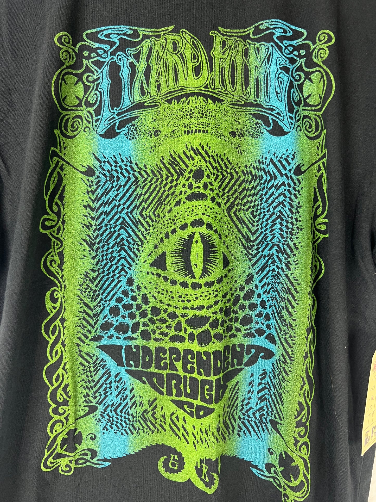 Independent Lizard King All Seeing Eye Triangle Green Black Multi Size L S/s Vintage Shirt