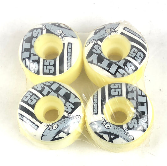 City Stars Skateboard Graphic White Black grey 55mm Skateboard Wheels