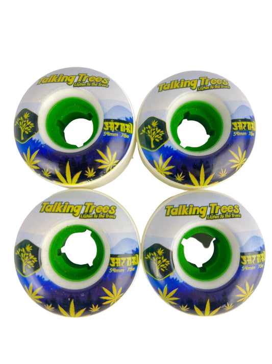 Satori Movement Talking Trees Listen To The Trees Blue White Green Leaves Size 54MM 78A Vintage NOS Cruiser Wheels