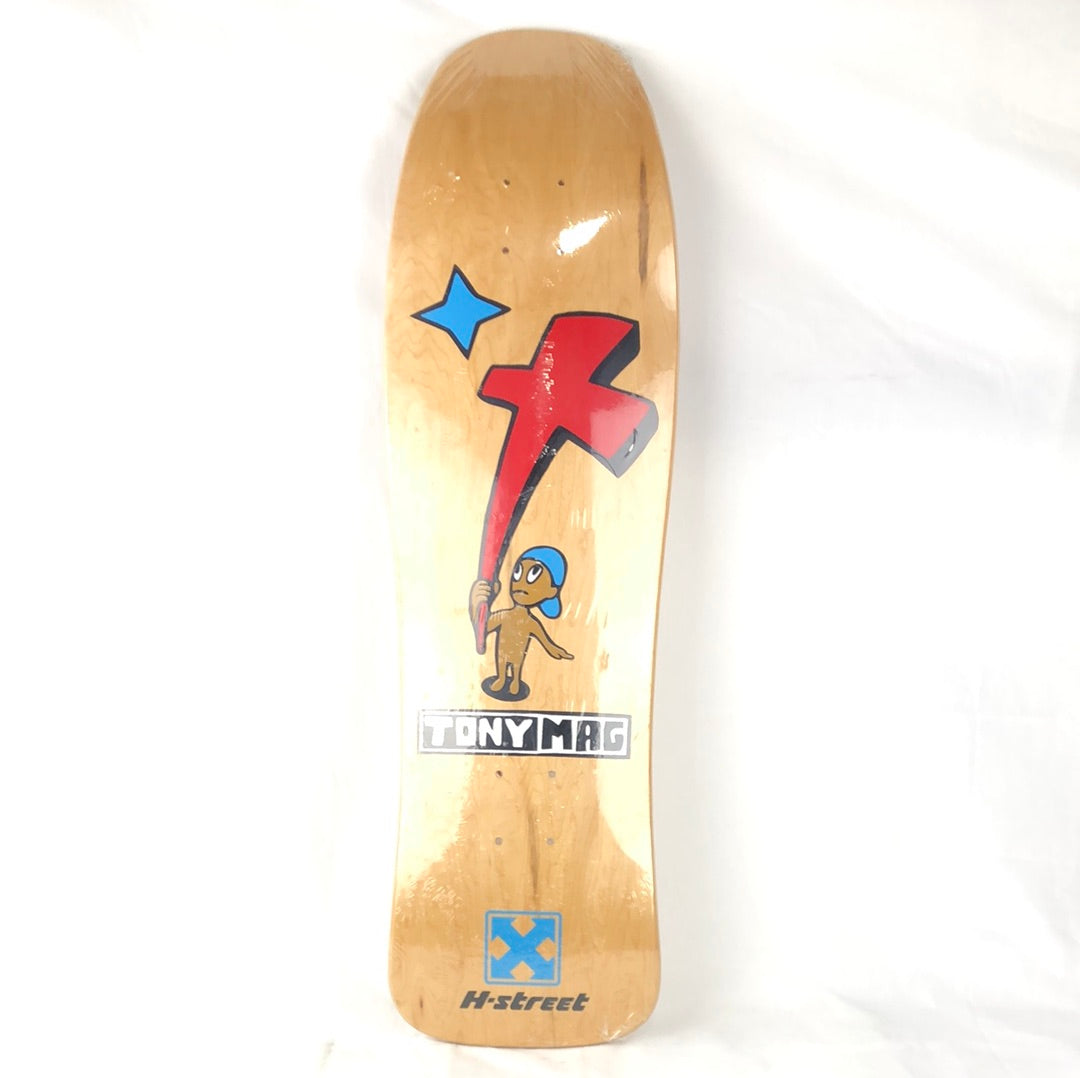 H-Street Tony Mag Holding Cross Black/Red/Blue Size 9 Shaped Skateboard Deck 2011 Reissue