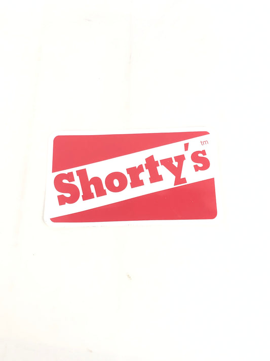 Shorty's Skateboards Logo White Red 7" x 4" Vintage NOS Sticker