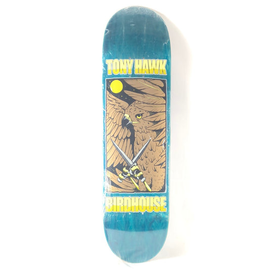 Birdhouse Tony Hawk "Hawk With Daggers" Blue/Brown/Black/Yellow Size 8.38 Skateboard Deck