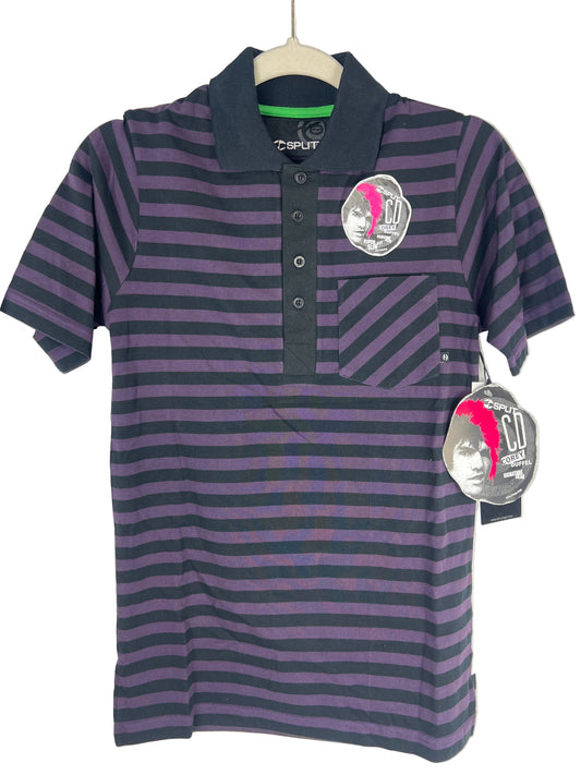 Split Corey Duffel Signature CD Black Purple Striped Size S Vintage S/s Shirt