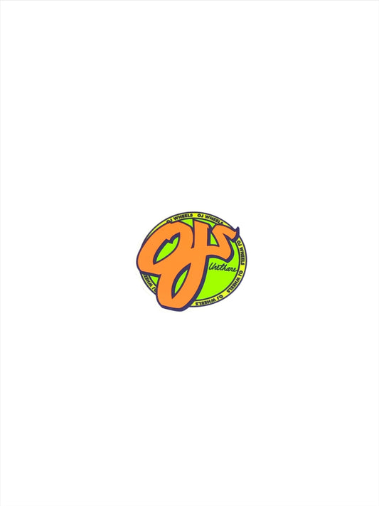 OJ Wheels Logo Clear Green Orange 3" x 3" Circle Sticker