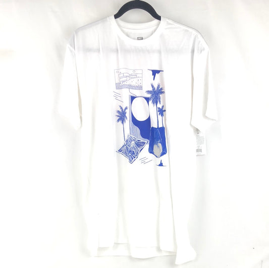 Obey Front Logo White Blue Size XL S/s Shirt