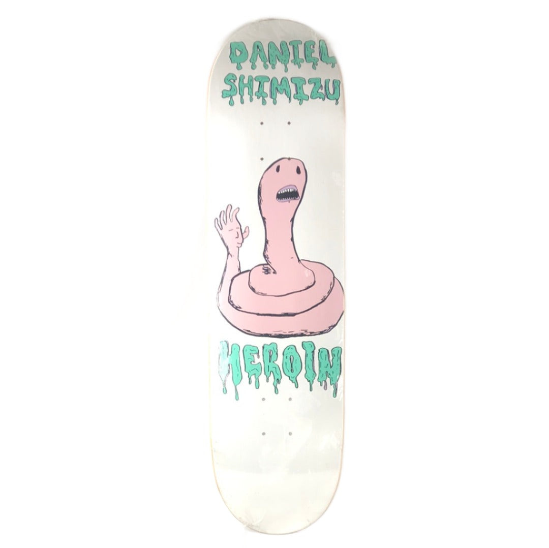 Heroin Daniel Shimizu Worm With Hand White/Pink/Mint/Black Size 8.4 Skateboard Deck