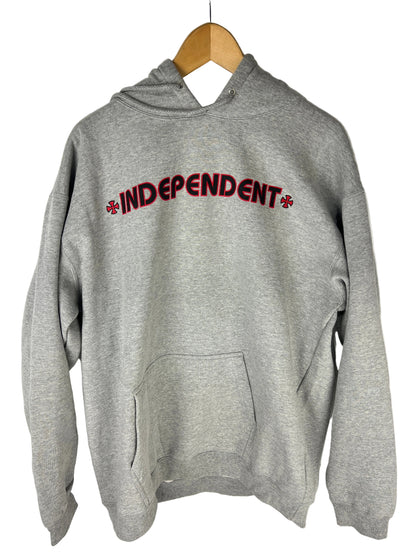 Independent Truck Co. Iron Crosses Bar Logo Front Large Iron Cross Back Heather Grey Red White Black Size L L/s Vintage Hooded Sweatshirt