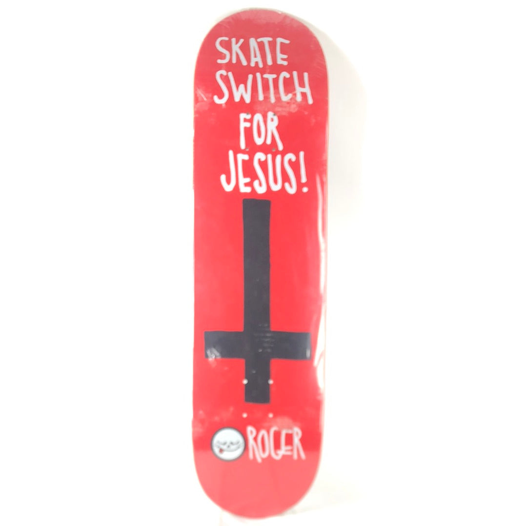 Roger "Skate Switch For Jesus!" Red/Black/White Size 8.38 Skateboard Deck