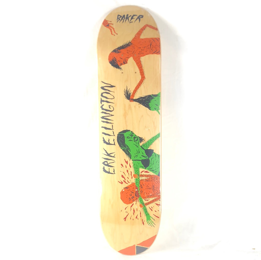 Baker Erik Ellington Neck Face Wood/Orange/Green 8" Skateboard Deck