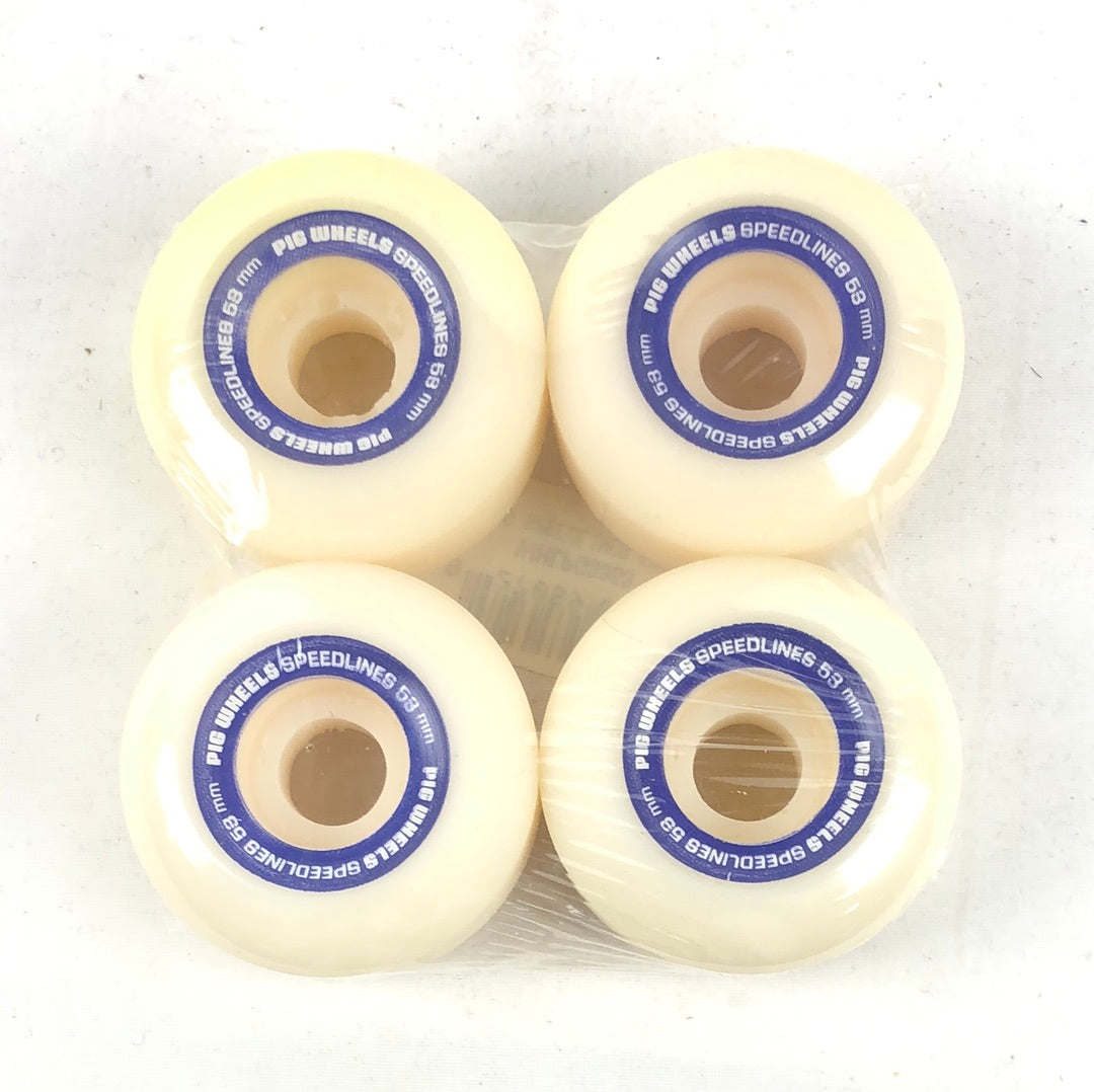 Pig Speed Lines Blue White 53mm Skateboard Wheels