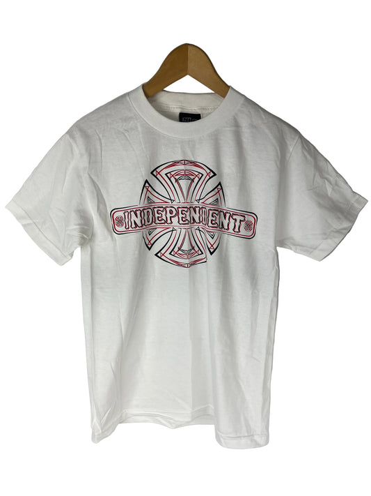 Independent Iron Cross Bar Sketchy Logo Red White Black Size S S/s Vintage Shirt