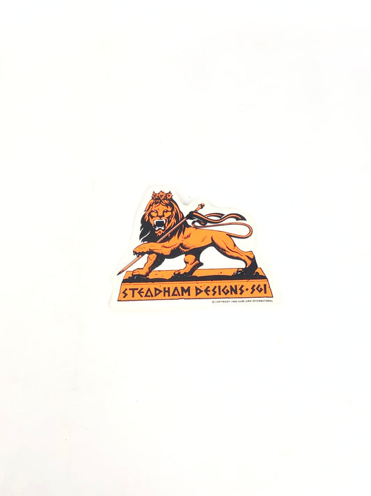 Steadham Designs Steve Steadham Lion Clear Orange Black 5" x 4" Vintage NOS Sticker 1986