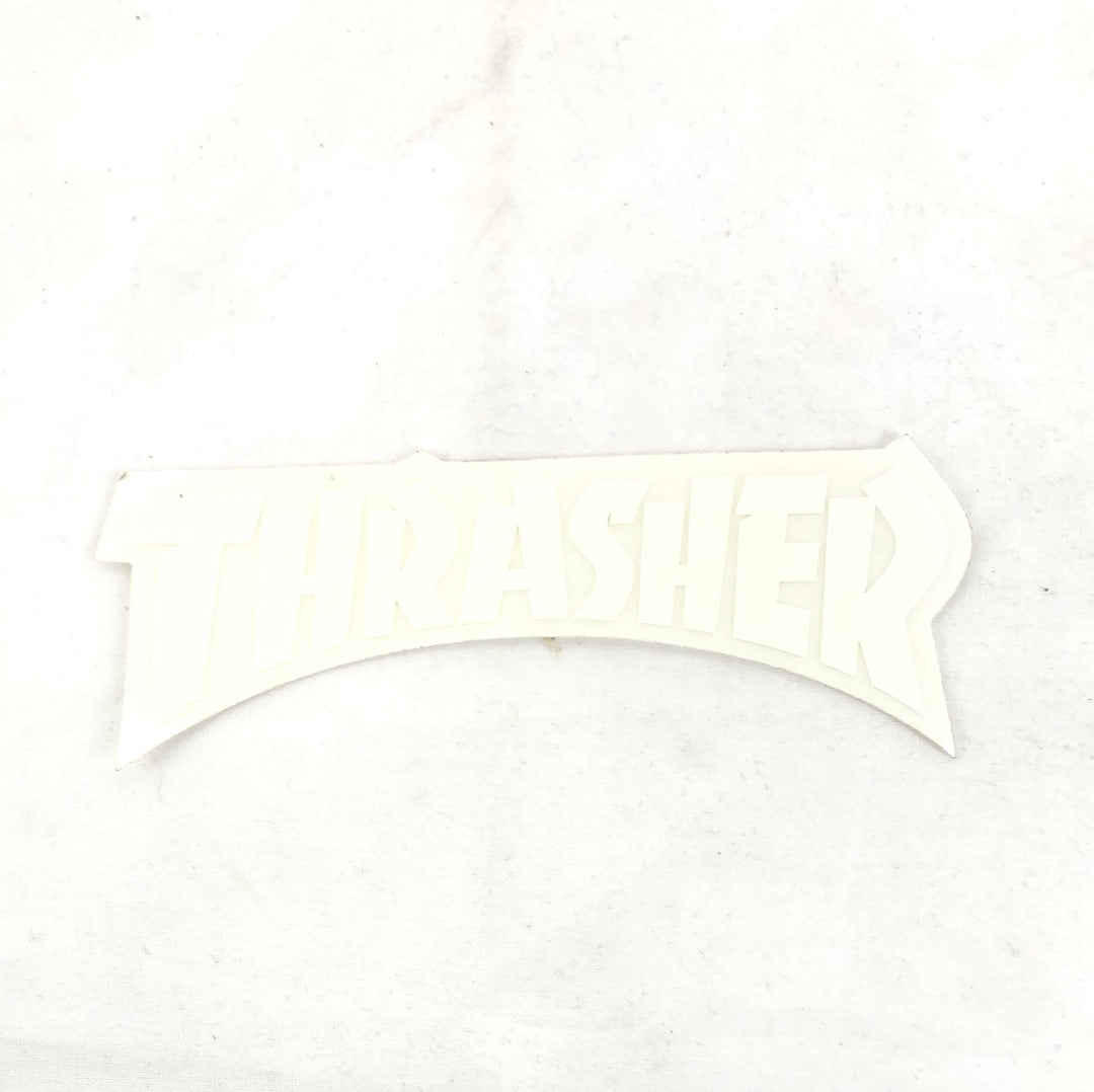 Thrasher Magazine Flames White Clear 1.5" x 3" Sticker