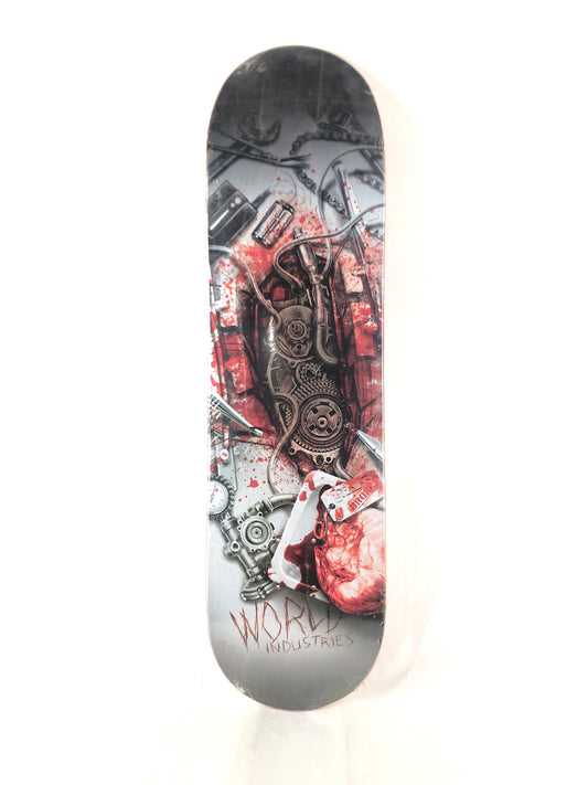 World Industries Heart Surgery Grey White Red Size 8.25 Skateboard Deck
