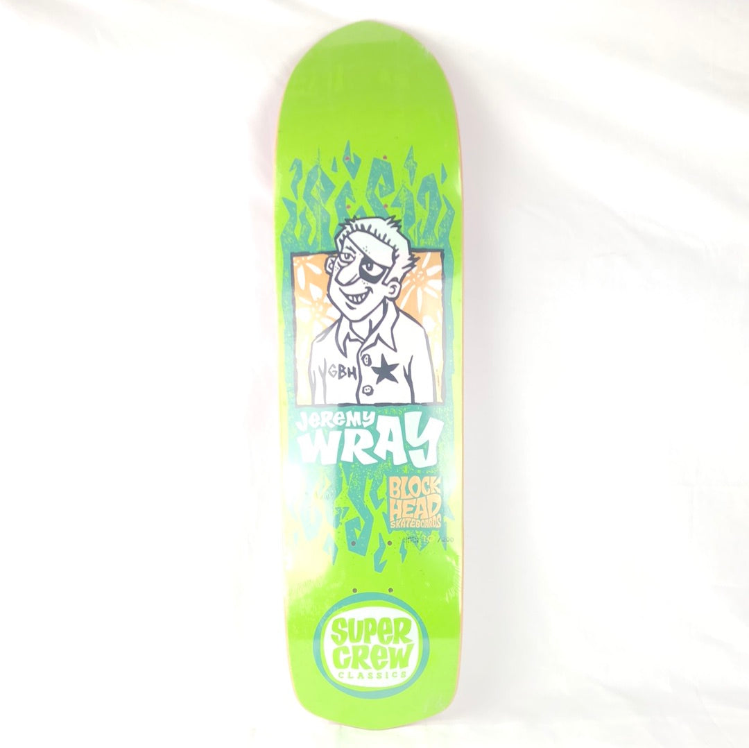 Blockhead Jeremy Wray Super Crew Classic Limited Edition 10/200 Green/White Size 8.375 Shaped Skateboard Deck 2004