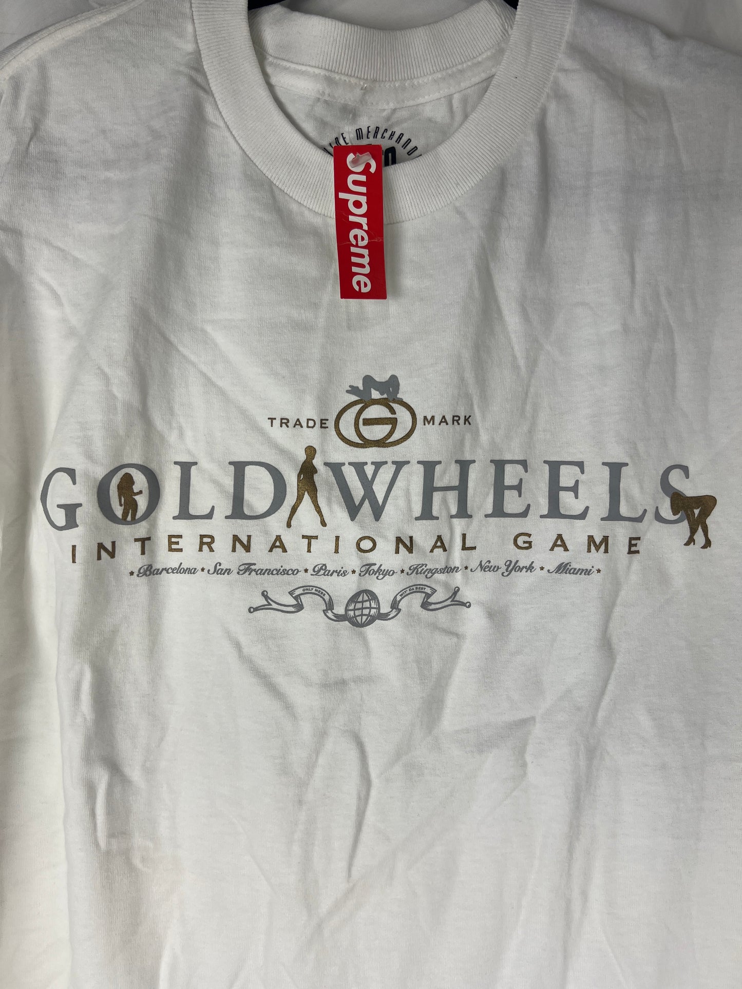 Gold Wheels International Game White Gold Silver Size L S/s Vintage Shirt