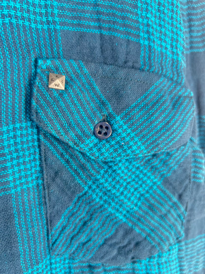 Krew KR3W Hardee Blue Plaid Size S L/s Vintage Button Up Pocket Shirt
