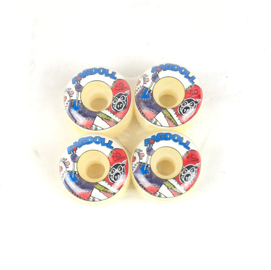 Pig Ragdoll Graphic White Blue Red Black 50mm Skateboard Wheels