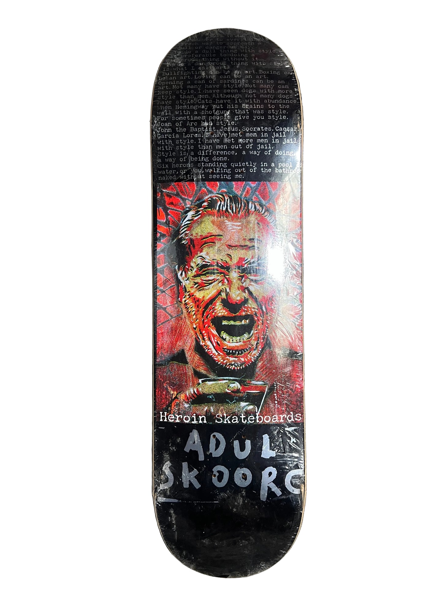 Heroin Chet Childress Jason Adams Bukowski Style Is Everything Black Red Silver Size 8.425" Vintage NOS Deck
