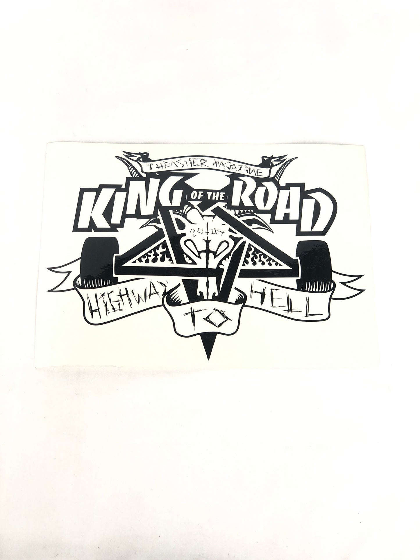 Thrasher Magazine King Of The Road Highway To Hell 2004 Clear Black 9" x 6.5" Sticker