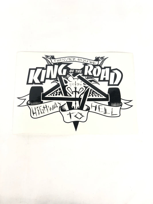 Thrasher Magazine King Of The Road Highway To Hell 2004 Clear Black 9" x 6.5" Sticker
