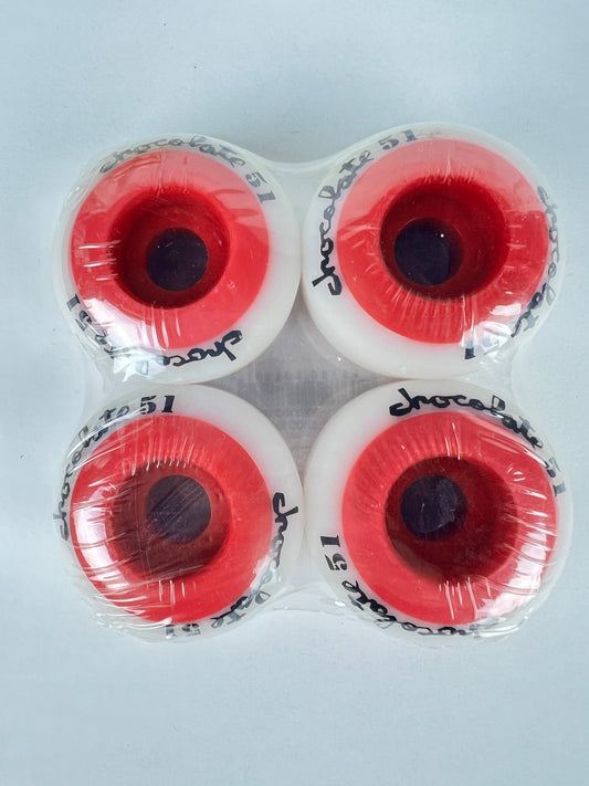 Chocolate Chunk Cored Red White Black Size 52MM Vintage NOS Cored Wheels