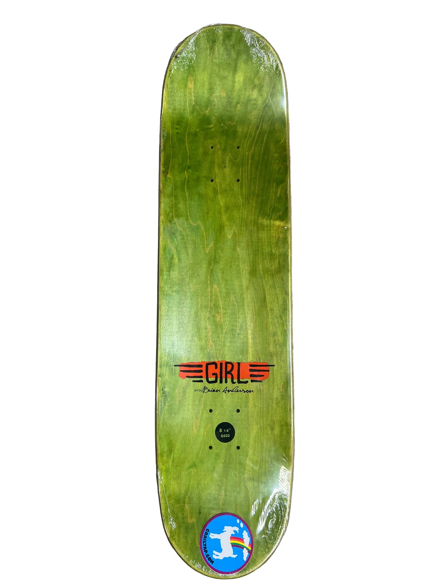 Girl Sean Malto 93 Til' Stencil Art By Brian Anderson Purple Blue Green Size 8.125" Vintage NOS Deck