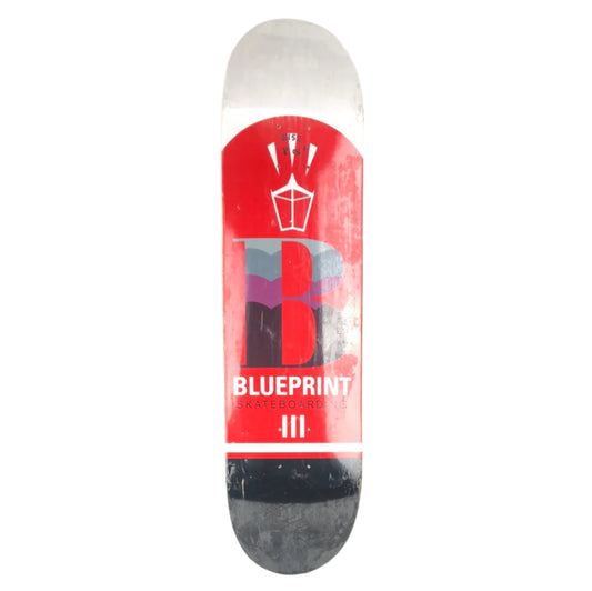 Blueprint Skateboards III "B" Logo Red/White/Black Size 8.0 Skateboard Deck