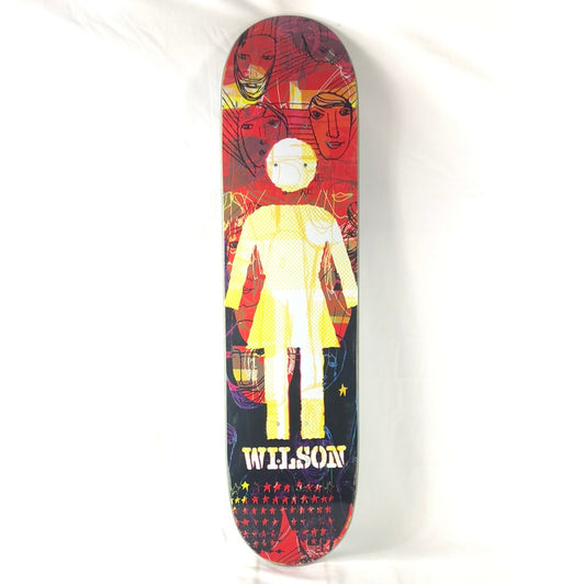 Girl Jeron Wilson Girl Logo With Faces in Background Red/Black/Yellow/Multi Color Size 7.58 Skateboard Deck
