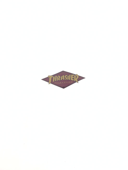 Thrasher Magazine Diamond Logo Clear Burgundy Gold 4" x 2" Sticker