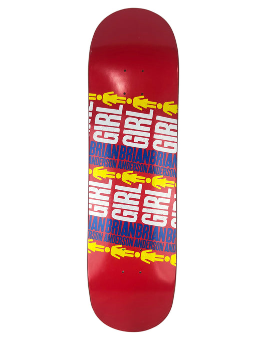 Girl Brian Anderson Pop Secret Red Yellow Blue Size 8.5" Vintage NOS Deck